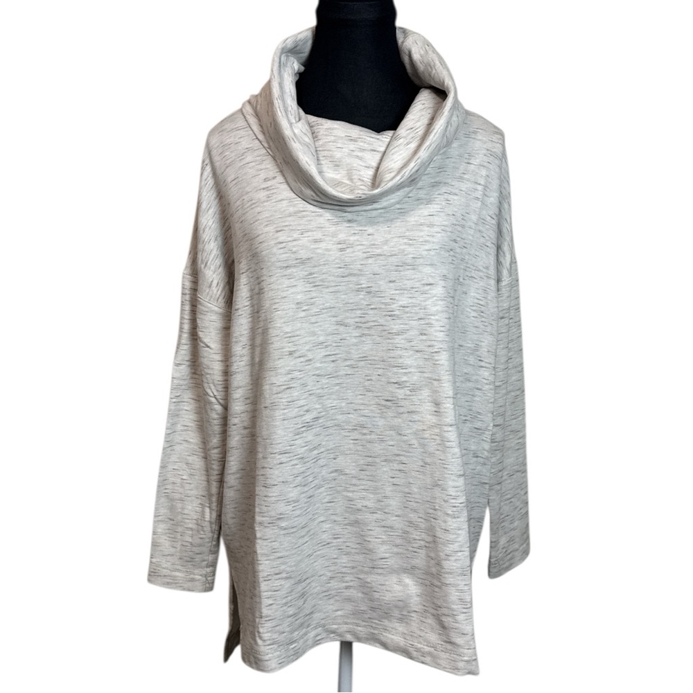 Lou & Grey Signaturesoft Cowl Neck Tunic Heather Greige Size M Loft Athleisure